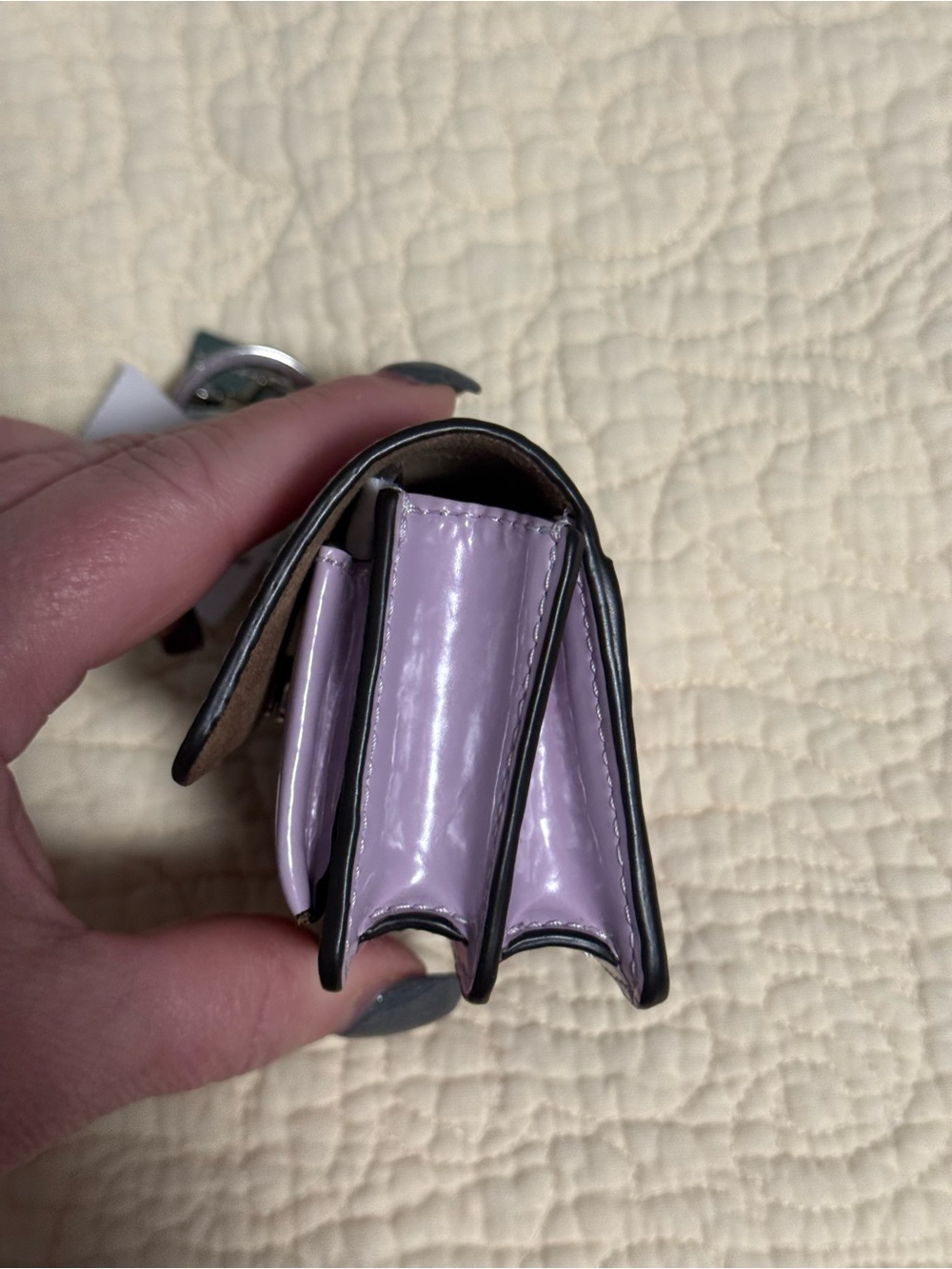 Coach Lilac Patent Leather Card Case Keychain with Heart Charm! NWT - Picture 12 of 15